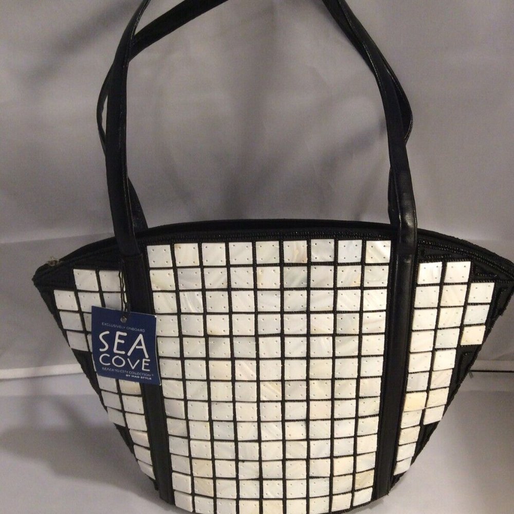 Boutique Sea Cove Mother of Pearl Caviar Shell Tote Bag Purse Beach Handbag-NWT